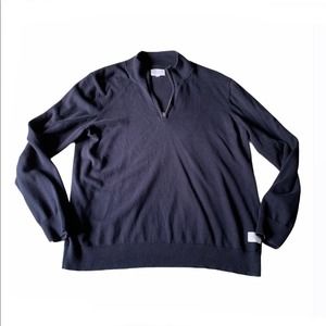 Five Four Navy Blue Quarter Zip Mock Neck Sweater